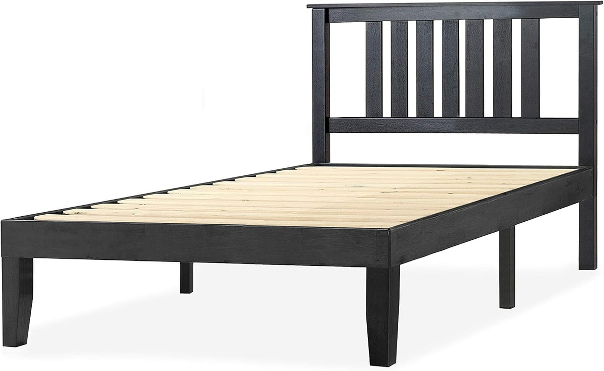 mellow marley 14 inch solid wood platform bed, side view
