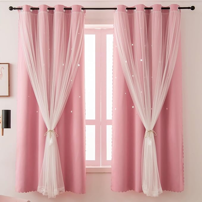Pink Curtains for Girls Room by Ftinala