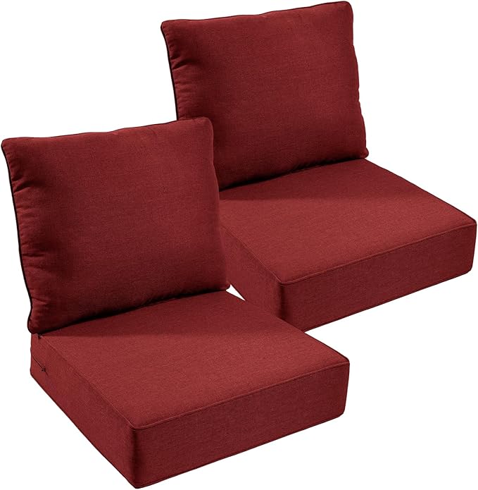Outdoor Chair Cushions Set of 2, Waterproof 24x24 Patio Chair Cushion, Couch by moosprr