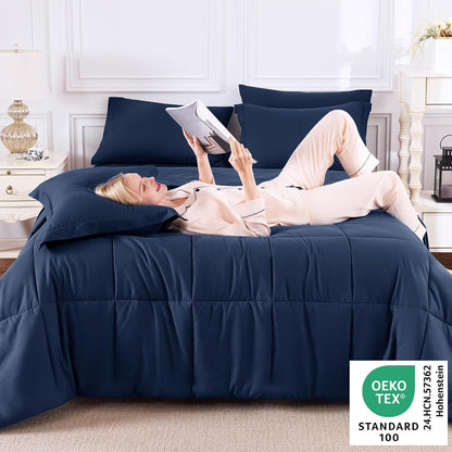 cozylux full size comforter sets, 7-piece bed in, close-up detail