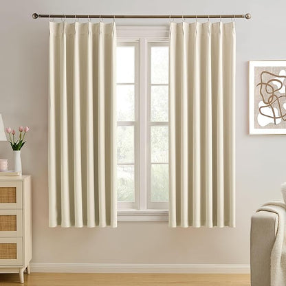 KEQIAOSUOCAI Cream Beige Curtains 63 Inches Long, Summer Heat Thermal Insulated by KEQIAOSUOCAI