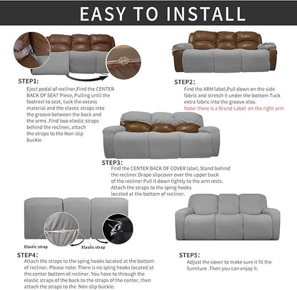 Easy-Going 8 Pieces Recliner Sofa Stretch Sofa Slipcover Sofa Cover Furniture - Image 4