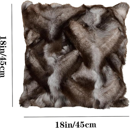 Luxury Fox Skin Fur Throw Pillow Covers Patchwork Natural Fox Plush Throw - Image 3
