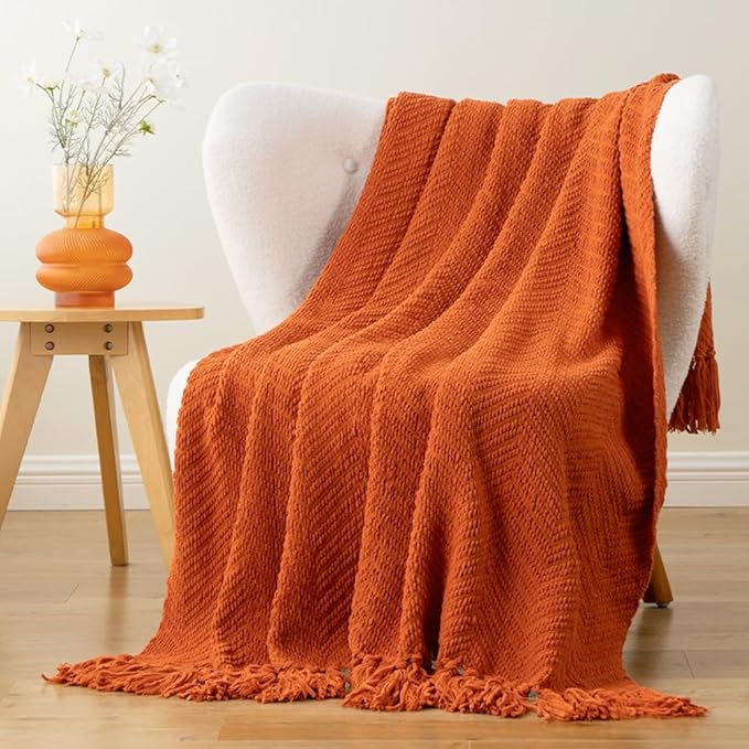 BATTILO HOME Burnt Orange Throw Blanket - Image 2