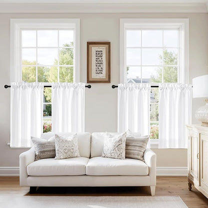 NICETOWN 4 Panels Privacy Sheer Cafe Curtains 26 x 30 Inches, Light Filtering - Image 2