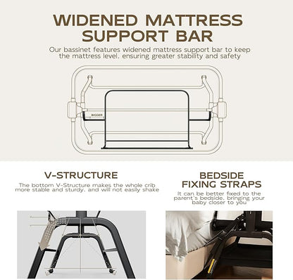 BabyBond Baby Bassinet, 3 in 1 Bassinet Bedside Sleeper - Image 7