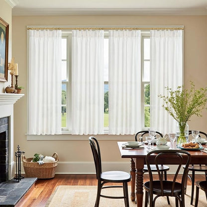 jinchan Pinch Pleated Linen Blend Curtains 63 Inch 2 Panels Light Filtering - Image 3