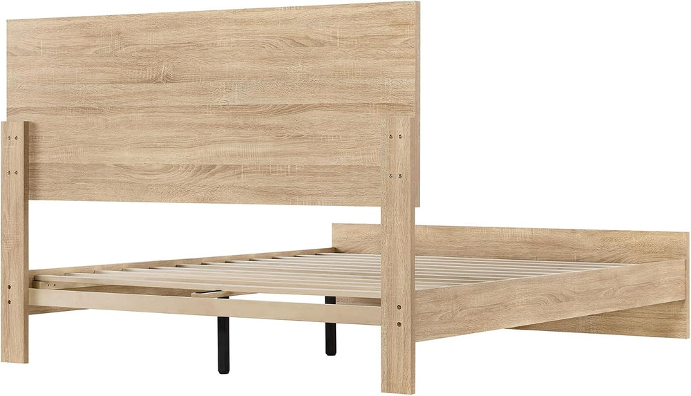 KISLOT 3-Piece Bedroom Set, Bed Frame & 2 Nightstands, Natural, Queen