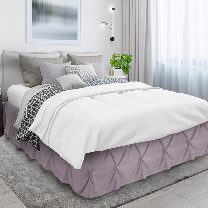Nestl Dusty Purple Bed Skirt Cal King Size, Pinch Pleat Cal King Bed Skirt - Image 3