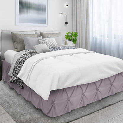 Nestl Dusty Purple Bed Skirt Twin Size, Pinch Pleat Twin Bed Skirt, Hotel - Image 3