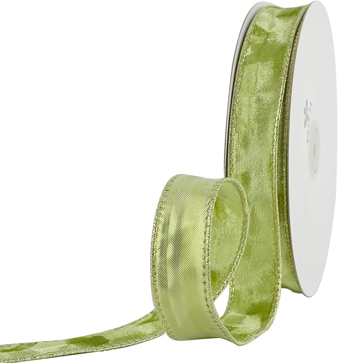 MEEDEE Moss Green and Gold Velvet Ribbon - Image 8