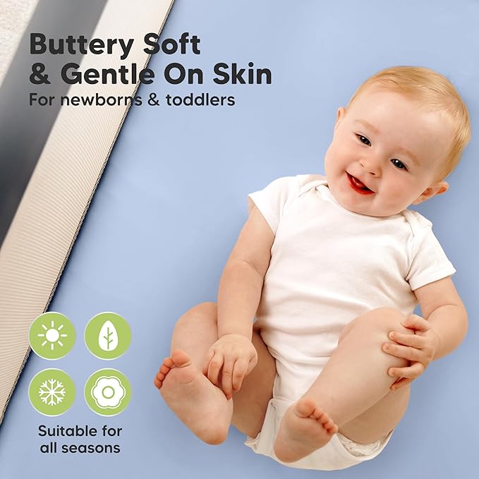 2-Pack Waterproof Pack and Play Sheets, Mini Crib Sheets Fitted - Image 4
