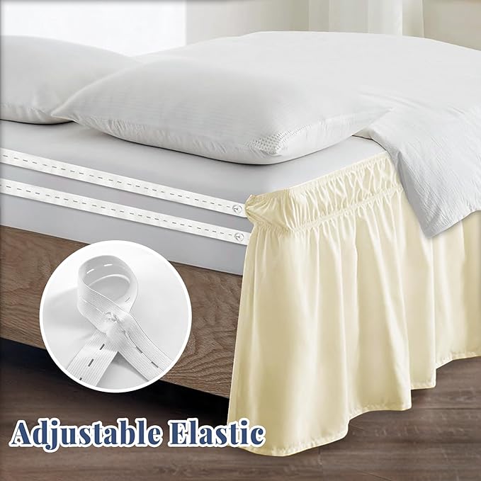 Queen Bed Skirt, Elastic Wrap Around Bed Skirt Queen Size, Bed Skirts - Image 4