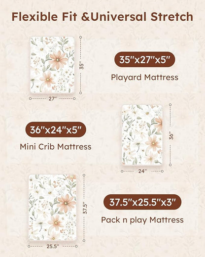 Pack and Play Sheets Fitted 3 Pack, Mini Crib Sheets - Image 3