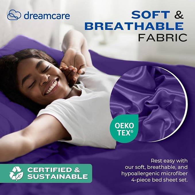 DREAMCARE King Size Sheets Set – 4 pcs Cooling Sheets – up to 21” Deep Pocket - Image 6