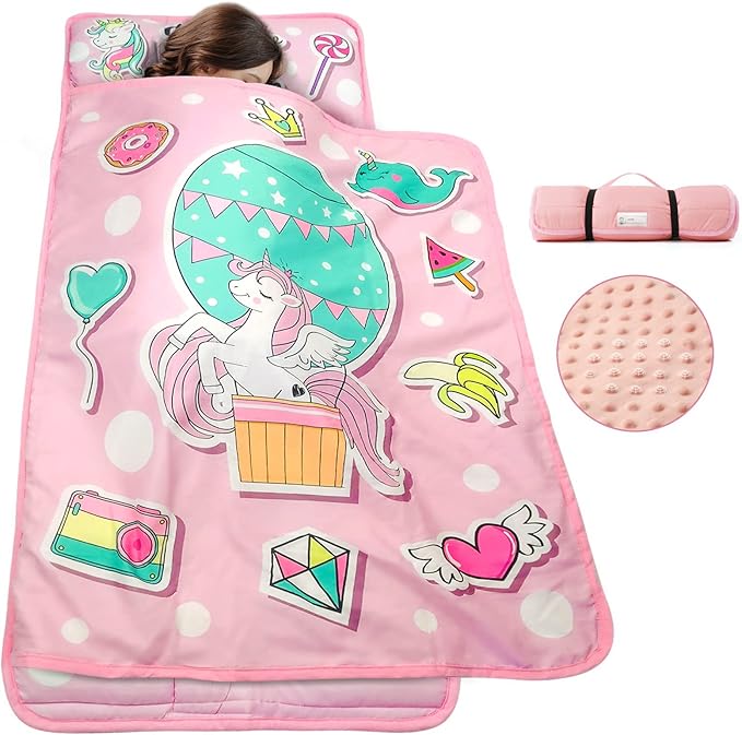 TANOSHII® Toddler Nap Mat with Pillow and Blanket, Portable Kids Sleeping Mats by TANOSHII