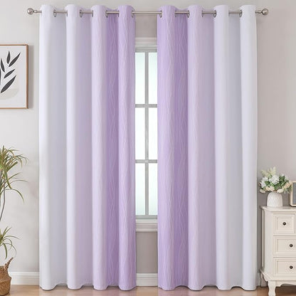 Estelar Textiler Lilac and Greyish White Gradient Blackout Curtains - Image 2