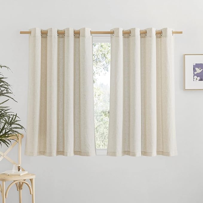 NICETOWN Natural Linen Kitchen Curtains 36 inch Length, Decorative Thick Flax by NICETOWN