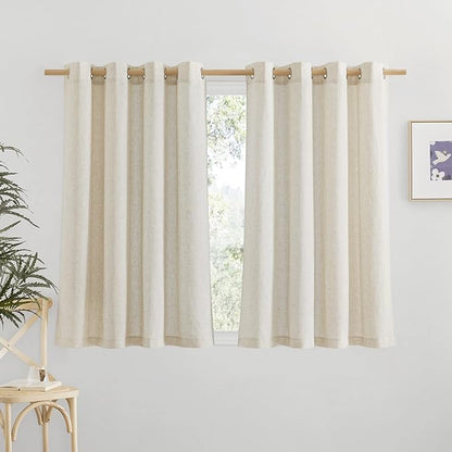 NICETOWN Natural Linen Kitchen Curtains 36 inch Length, Decorative Thick Flax by NICETOWN
