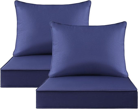 Outdoor Patio Chair Cushions Set, Water-Repellent, Fade Resistant, Deep Seat by Unimatta