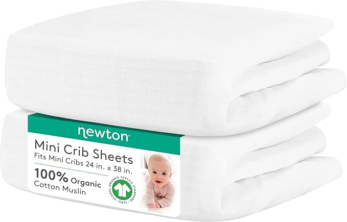 Newton Baby Fitted Mini Crib Sheets | Organic Muslin Cotton, Breathable & Soft by newton
