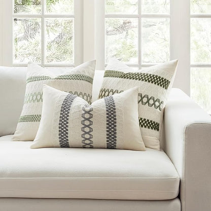 MIULEE Set of 2 Gray Boho Decorative Pillow Covers 20x20 Inch Farmhouse Rustic - Image 3