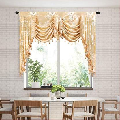 ELKCA Golden Jacquard Swag Waterfall Valance by ELKCA