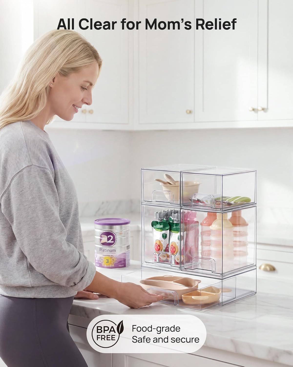 vtopmart clear stackable storage drawers set of 5 showing dimensions