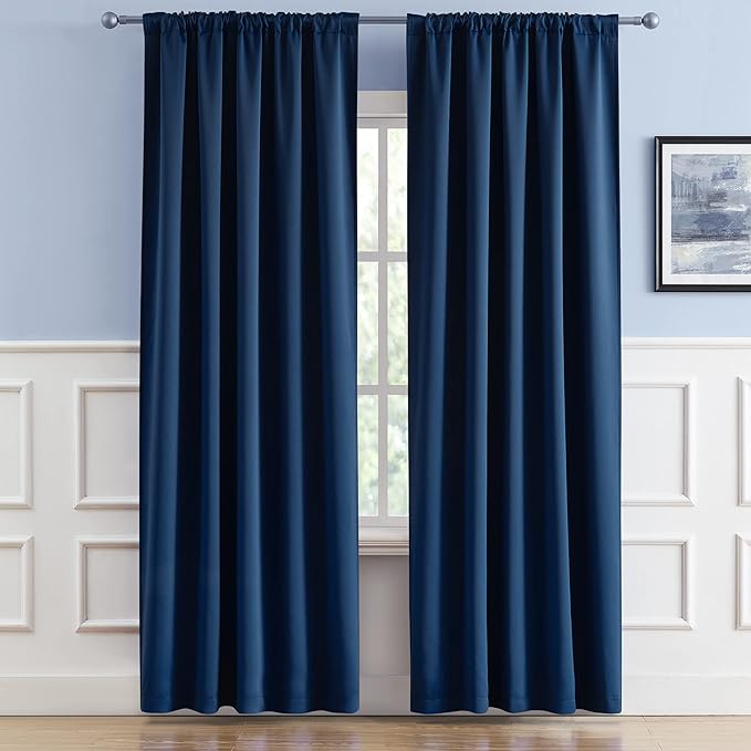 DUALIFE Dark Navy Blue Blackout Curtains - Image 2