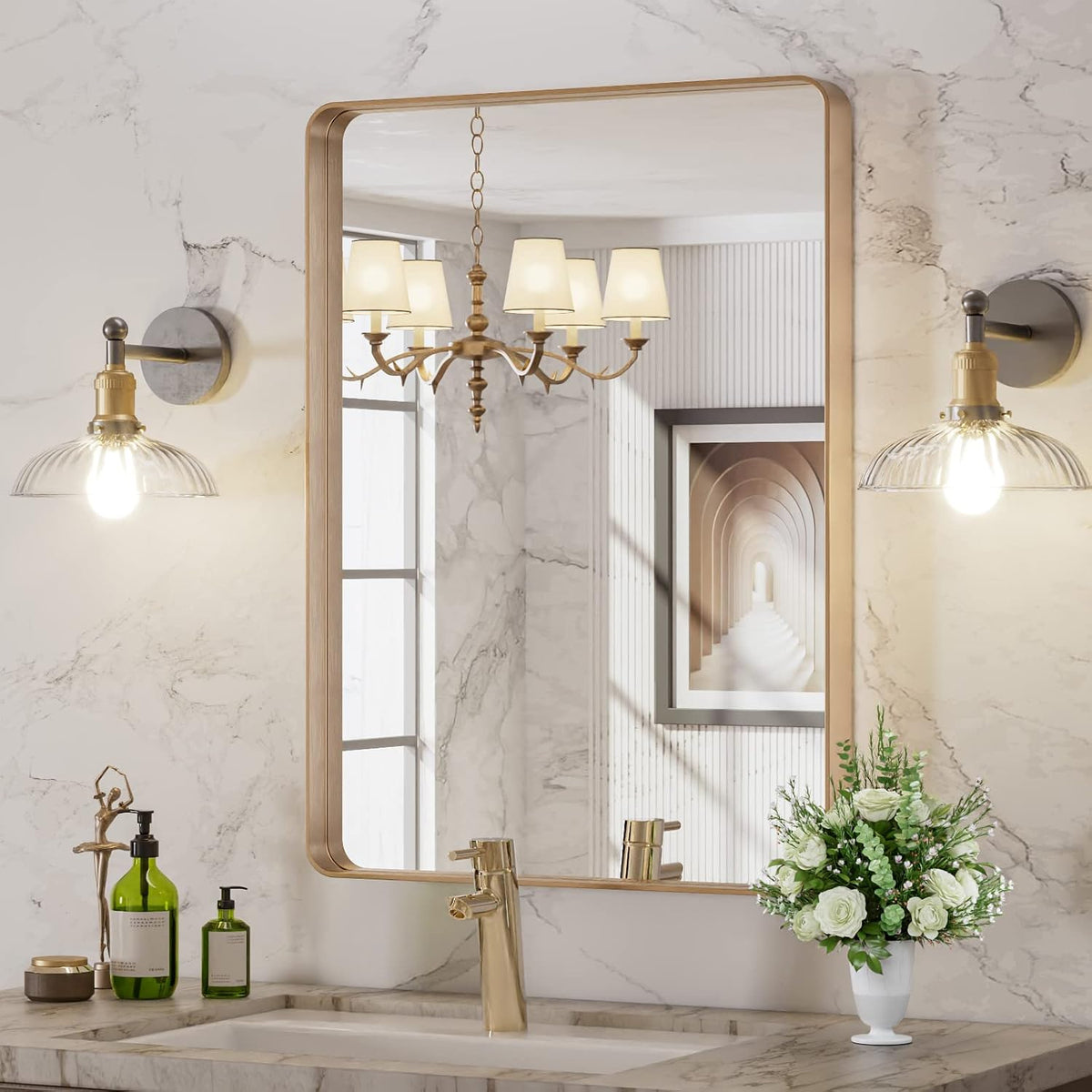 loaao 22"x30" gold bathroom mirror, main product view