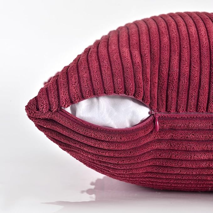 Fancy Homi 2 Packs Burgundy Long Lumbar Decorative Throw Pillow Covers 12x24 - Image 4