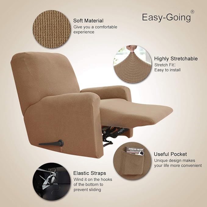 Easy-Going Recliner Stretch Sofa Slipcover Sofa Cover 4-Pieces Furniture - Image 3
