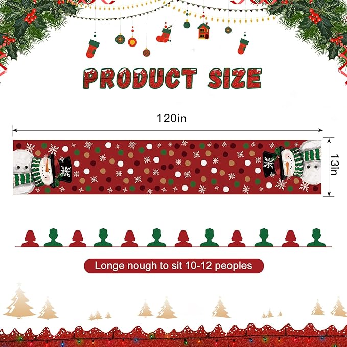 OTOSTAR Snowman Snowflake Christmas Table Runner, Xmas Seasonal Winter Holiday - Image 5