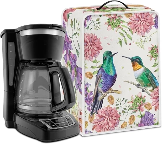 Mumeson Hummingbird Floral Coffee Maker Cover Washable Coffee Machine Cover by Mumeson