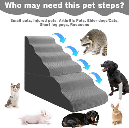 dog stairs for high beds 30-36 inches tall showing dimensions