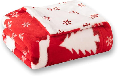 COOVA Christmas Faux Rabbit Fur & Flannel Throw Blanket 50x60 Inch - Image 6