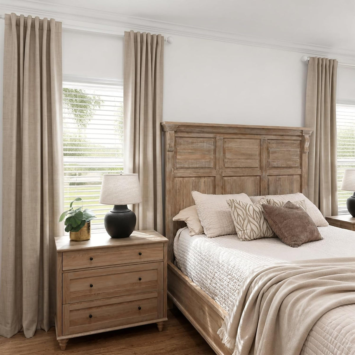 linen textured total blackout curtains for bedroom 84, package contents