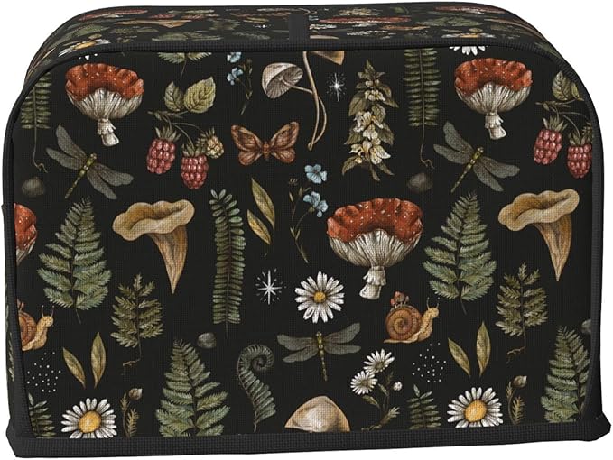 Vintage Witch Leaves Plant Mushroom 2 Slice Toaster Cover, Waterproof Toaster - Image 3