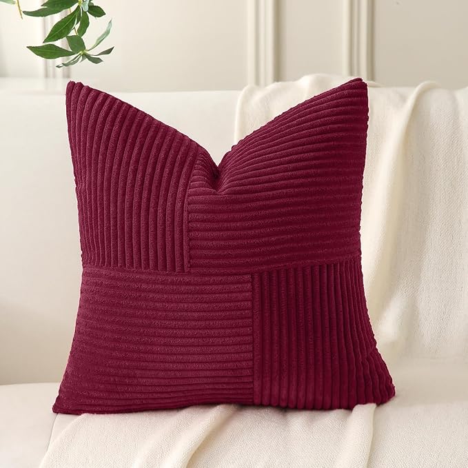Burgundy Throw Pillow Covers 16x16 inch, Farmhouse Home Decor, Boho Decorative - Image 6
