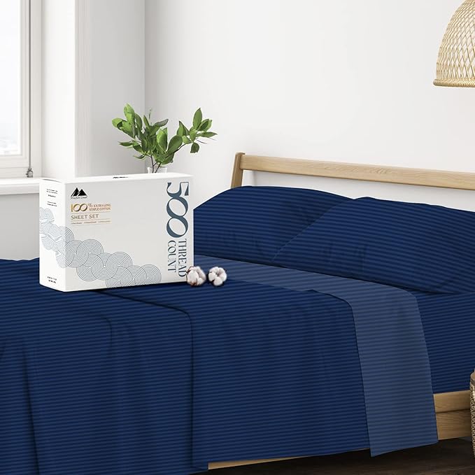 Mayfair Linen 100% Cotton Striped Sheets Twin Size Bed Set by MayfairLinen