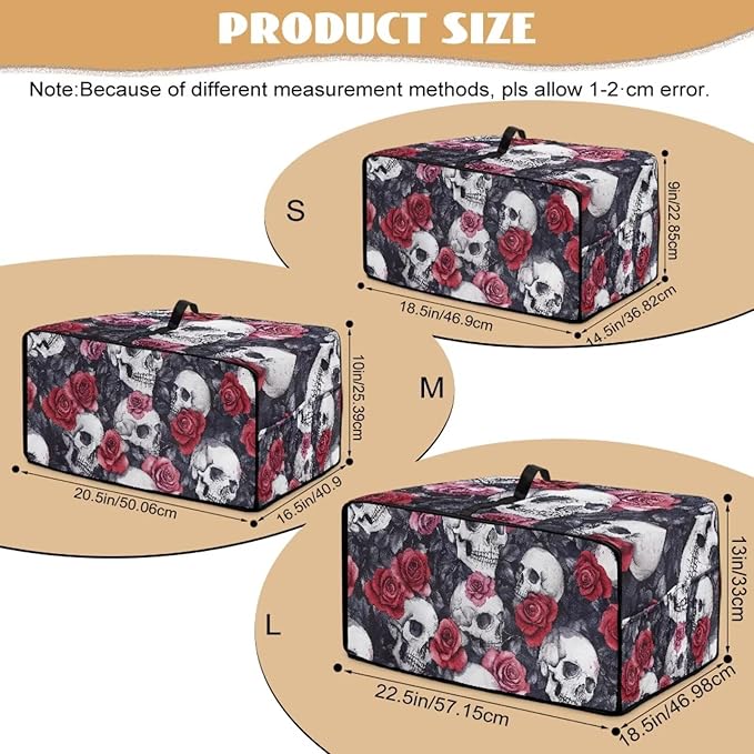 Skull Red Rose Print Microwave Oven Dust Cover Toaster Oven Cover - Image 7