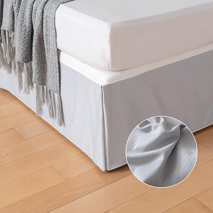 Queen Bed Skirt, Grid Plaid Soft Quadruple Pleated Ruffle Bed Skirt, Tailored - Image 2