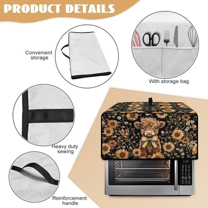 Cute Highland Cattle Print Toaster Oven Cover Heavy Duty Microwave Oven Dust - Image 6