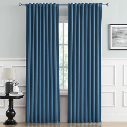 DUALIFE Denim Blue Blackout Curtain Panels 84 Inch Length 2 Panels Set by DUALIFE