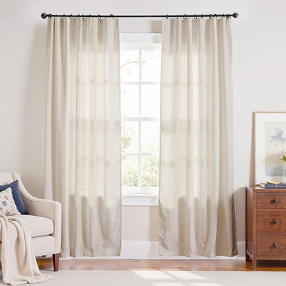 jinchan Beige Linen Blend Curtains 84 Inches Length 2 Panels by JINCHAN
