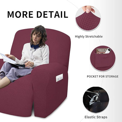 Easy-Going 4 Pieces Oversized Recliner Stretch Sofa Slipcover Sofa Cover - Image 4