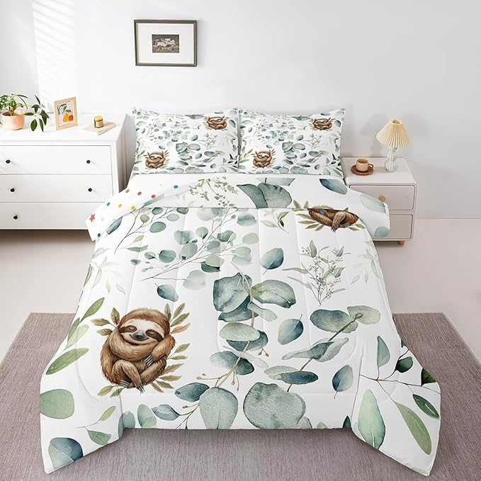Erosebridal Girls Kawaii Animal Bedding Toddler Size Cute Sloth Comforter Set by Erosebridal