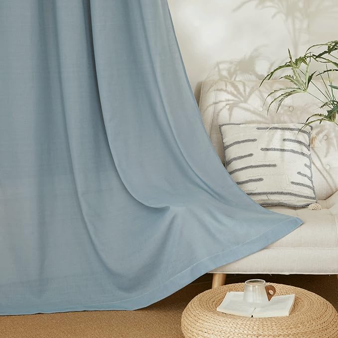 NICETOWN Flax Stone Blue Linen Curtains - Image 6