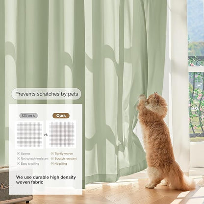 Anmao Non-See-Through Sage Green Privacy Semi Sheer Curtains - Image 4