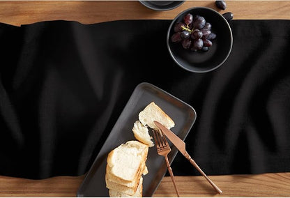 Solino Home 100% Pure Linen Black Table Runner 72 Inches - Image 3